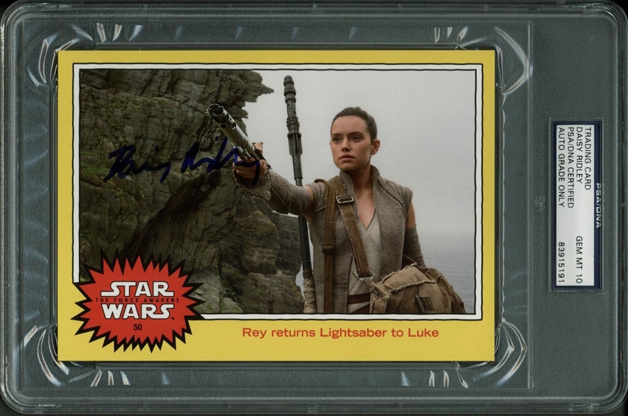 Star Wars: Daisy Ridley Signed 5" x 7" Topps Trading Card - PSA/DNA Graded GEM MINT 10