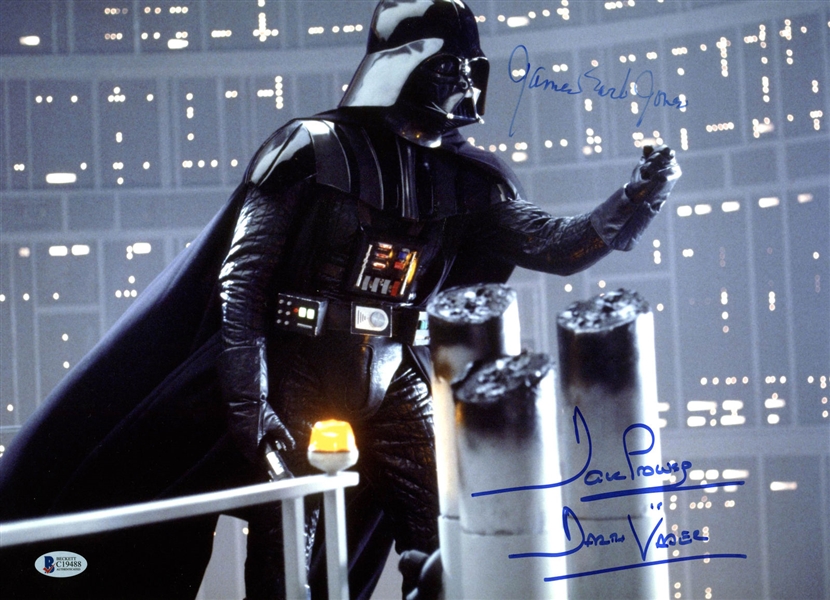Darth Vader: David Prowse & James Earl Jones Signed 12" x 16" Color Photo (BAS/Beckett)