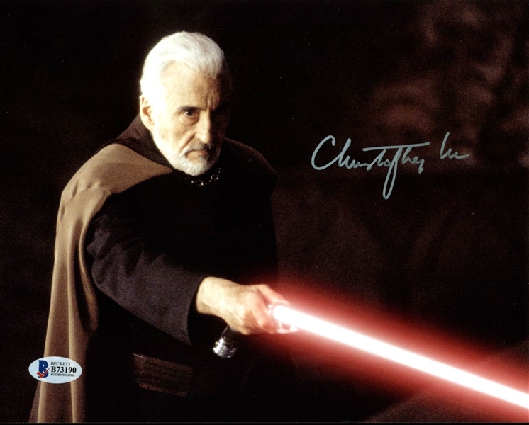 Christopher Lee Signed 8" x 10" Color Photo as "Count Dooku" (#2)(BAS/Beckett)