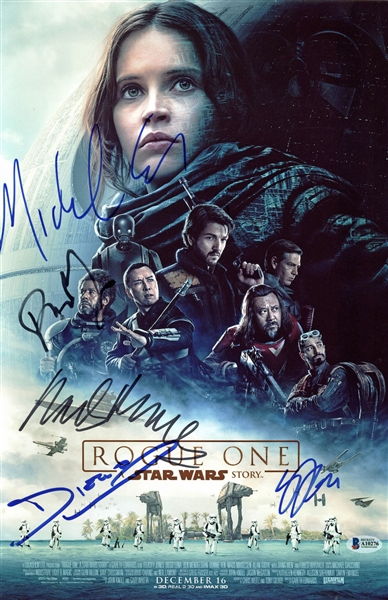 Star Wars: Rogue One Cast Signed 11" x 17" Poster Photograph w/ 5 Signatures (BAS/Beckett)