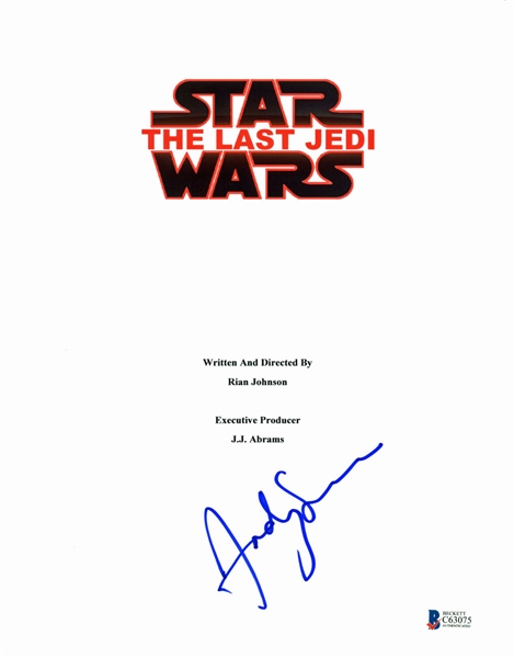 The Last Jedi: Andy Serkis Signed Movie Script Cover (BAS/Beckett)