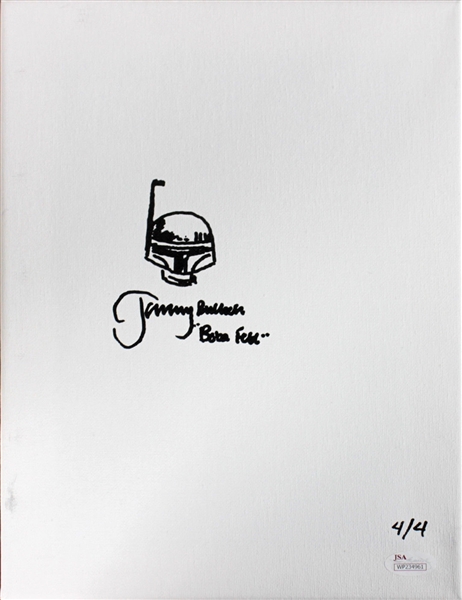 Jeremy Bulloch Ltd. Ed. Signed & Hand-Drawn Boba Fett Sketch on Canvas (JSA)