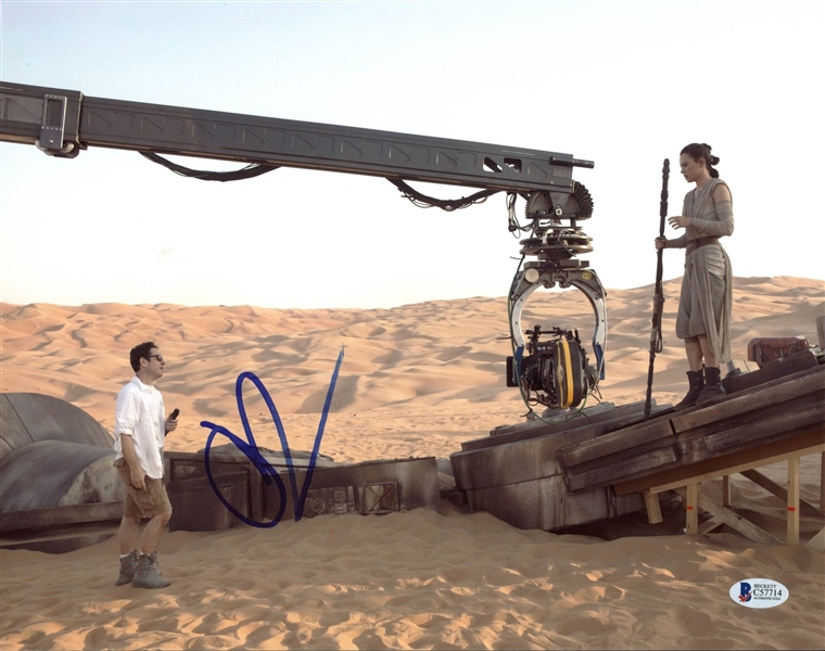 Star Wars: J.J. Abrams Signed 11" x 14" Color Photo w/ Daisy Ridley on Set of "The Force Awakens"