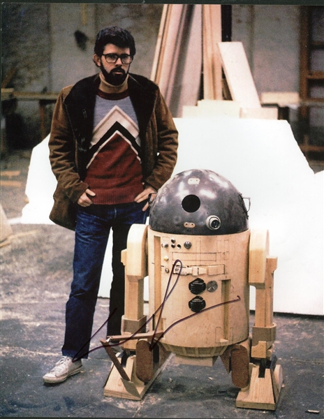 George Lucas Signed 11" x 14" Photograph w/ Early R2D2 (Beckett/BAS Guaranteed)