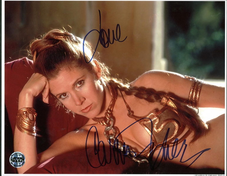 Carrie Fisher Signed 11" x 14" Color Slave Leia Photograph (Beckett/BAS Guaranteed)