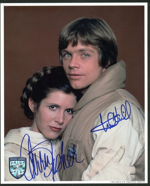 Carrie Fisher & Mark Hamill Dual Signed Lucas Films 8" x 10" Photograph (Beckett/BAS Guaranteed)