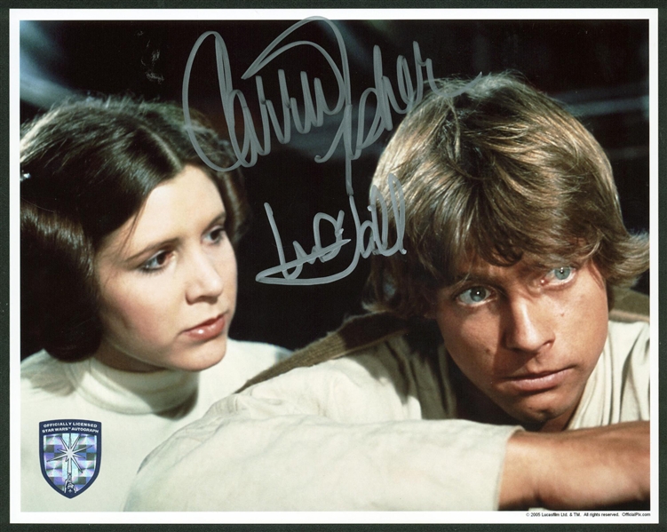 Mark Hamill & Carrie Fisher Dual Signed 8" x 10" Color Photograph (Beckett/BAS Guaranteed)