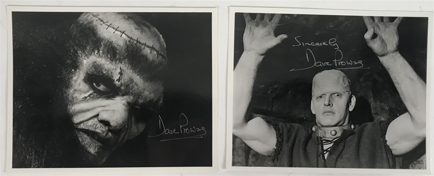Dave Prowse Signed Lot of Two (2) 8" x 10" Frankenstein Photographs (Beckett/BAS Guaranteed)