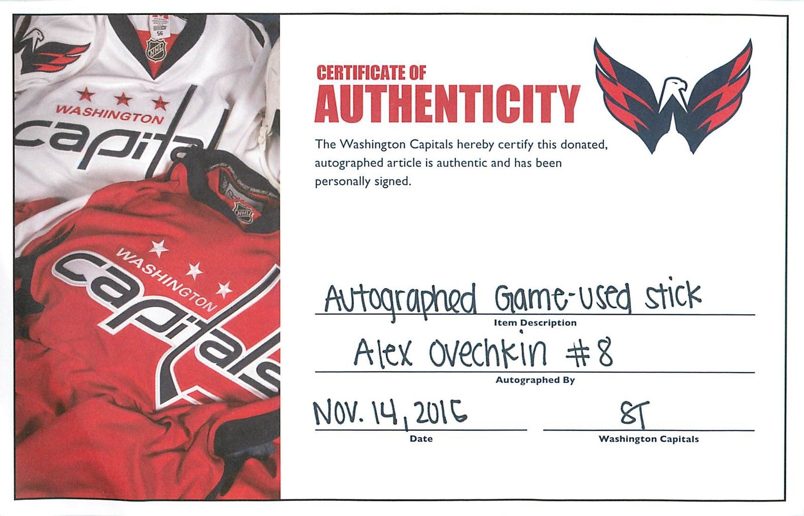 Lot Detail - Alexander Ovechkin Game Used & Signed CCM Pro Model Hockey  Stick (Ovechkin Holo + Capitals COA)