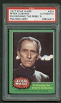 Peter Cushing RARE Signed 1977 Star Wars #234 "Envisioning The Rebels Destruction" Card (PSA/DNA)