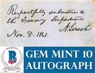President Abraham Lincoln Signed & Hand Written 1861 3" x 1.5" Endorsement (BAS/Beckett Graded GEM MINT 10)