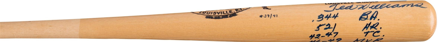 Ted Williams Phenomenal Signed H&B Baseball Bat w/6 Handwritten Career Stats! (PSA/DNA)