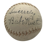 Babe Ruth Superbly Signed Baseball w/ "Sincerely" Inscription! (PSA/DNA)