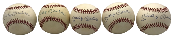 Mickey Mantle Lot of Ten (10) Signed OAL Baseballs (PSA/DNA)