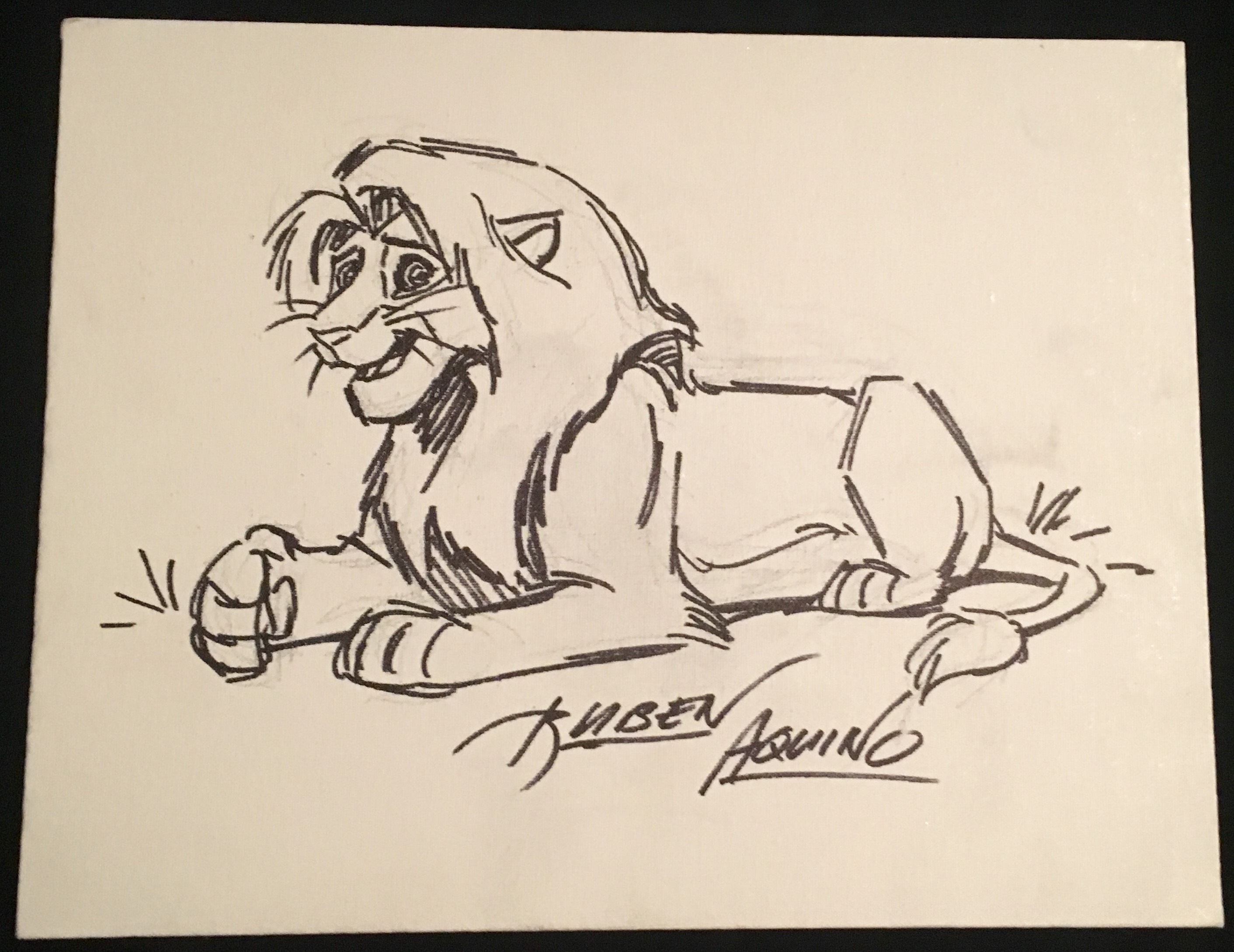 Lot Detail - The Lion King: Animator Ruben Aquino Signed Canvas w/ Detailed  Simba Sketch (BAS/Beckett Guaranteed)