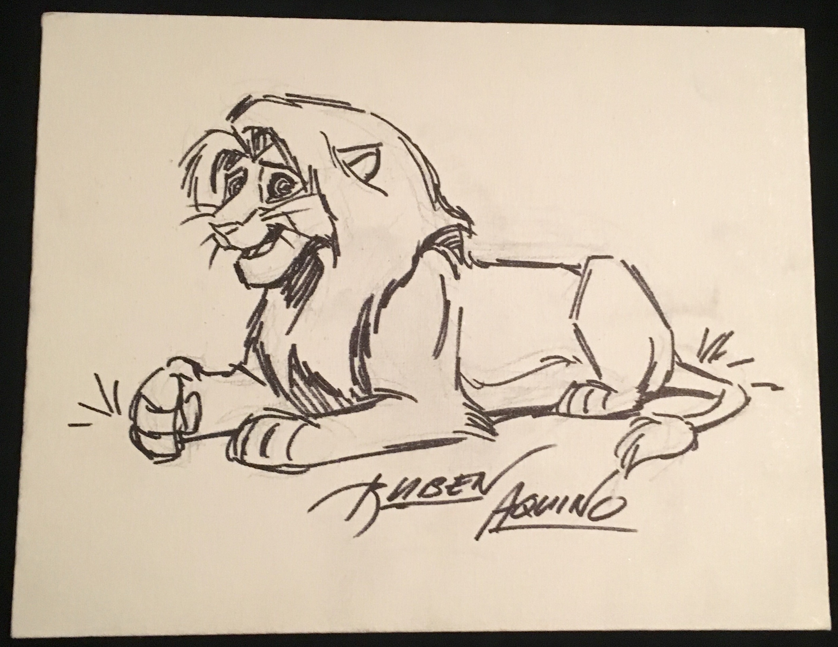 Lot Detail - The Lion King: Animator Ruben Aquino Signed Canvas w/ Detailed Simba Sketch (BAS/Beckett Guaranteed) Lot Detail - The Lion King: Animator Ruben Aquino Signed Canvas w/ Detailed Simba Sketch (BAS/Beckett Guaranteed)