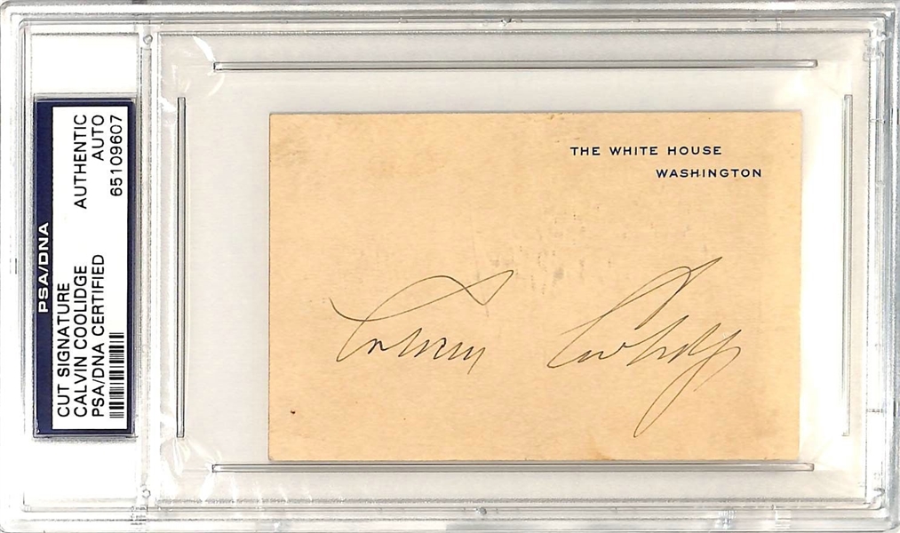 President Calvin Coolidge Signed 2.75" x 3.25" White House Card (PSA/DNA Encapsulated)