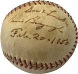 1927 Yankees Singles: Bennie Bengough Single Signed Official League Baseball (Beckett/BAS Guaranteed)