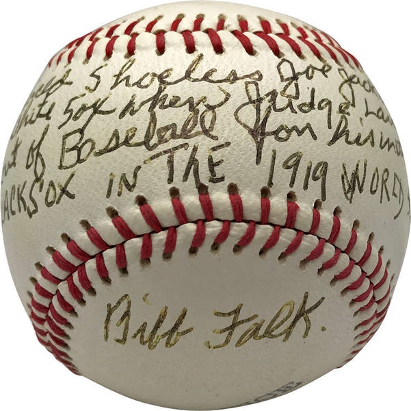 Bibb Falk Rare Signed & Inscribed Joe Jackson 1919 Story Baseball (Beckett/BAS)