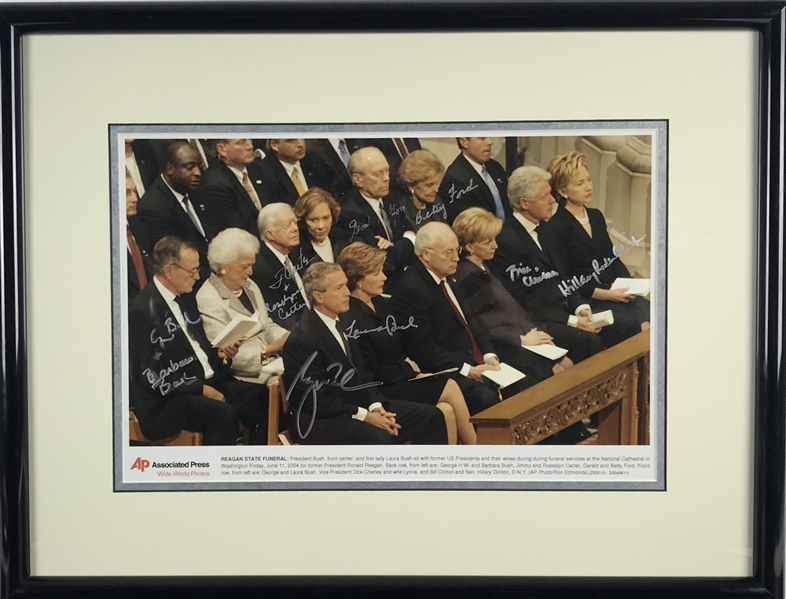 President & First Ladies Signed 11" x 14" AP Photograph w/ Both Bushs, Carters, Fords & Clintons! (Beckett/BAS)