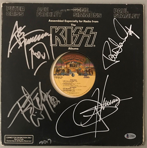KISS Rare Group Signed Promotional Radio Use Only Album Cover w/ All Four Members! (Beckett/BAS)
