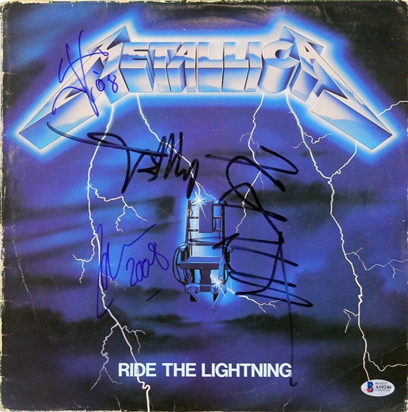 Metallica Group Signed "Ride The Lightning" Record Album (w/Cliff Burton)(Beckett/BAS)