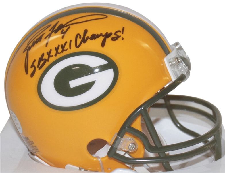 Brett Favre Signed Packers Mini Helmet w/ "SB XXXI Champs!" Inscription (Favre Holo)