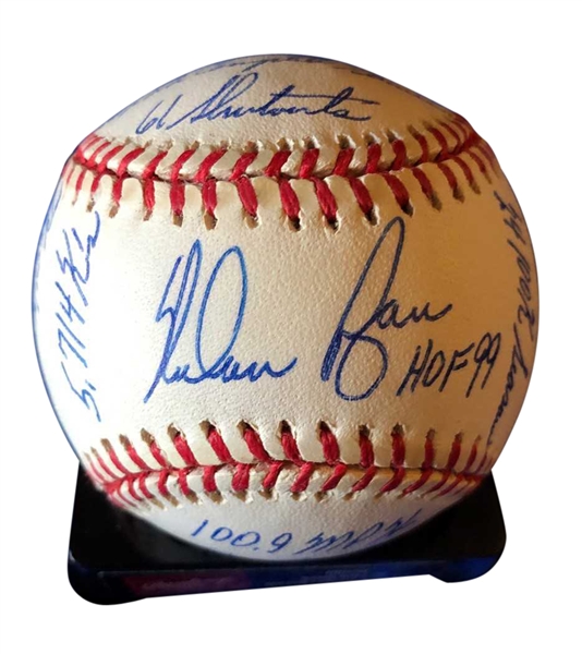 Nolan Ryan Ltd Ed Signed OAL Baseball w/ 16 Handwritten Stats! (Ryan Holo + BAS/Beckett Guaranteed)