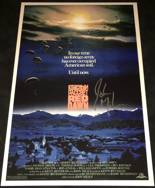 Director John Milius Signed "Red Dawn" 11" x 17" Poster Photo (Beckett/BAS Guaranteed)