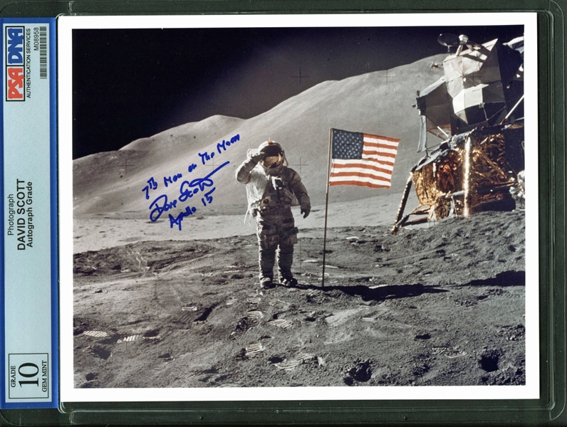 David Scott Signed 8" x 10" Photograph on the Moon (PSA/DNA Graded GEM MINT 10)