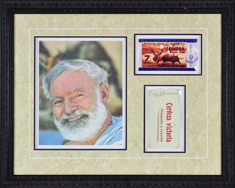 Ernest Hemingway Signed Bullfighting Ticket in Framed Display (Beckett/BAS)