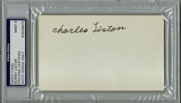 Sonny Liston Graded MINT 9 Signed 3" x 5" Card with RARE "Charles Liston" Legal Name Autograph! (PSA/DNA)