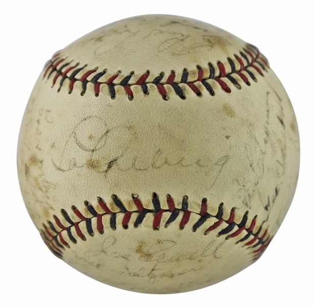 1935 Yankees Team Signed Yankee League Baseball / Gehrig, Gomez & Others! (PSA/DNA)