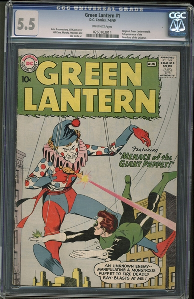 Green Lantern #1 DC Comic Books 1960 CGC Graded 5.5 w/ Off-White Pages!