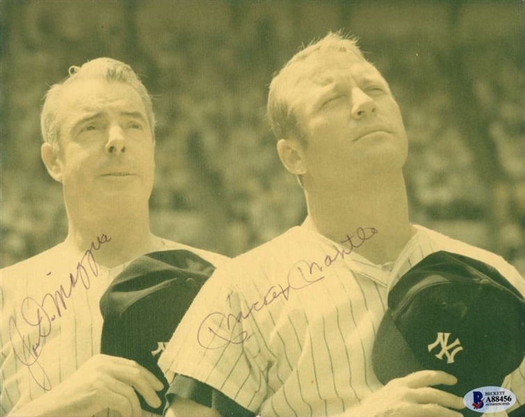 Mickey Mantle & Joe DiMaggio Dual Signed 8" x 10" Yankees Photograph (Beckett/BAS)