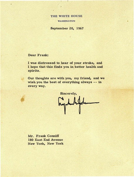 President Lyndon B. Johnson Rare Signed 1967 White House Letter (Beckett/BAS)