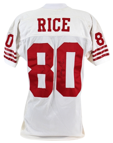 Jerry Rice Rare Game Used & Signed 49ers Jersey from 9/6/1992 Game vs. NY Giants (49ers LOA & Beckett/BAS)