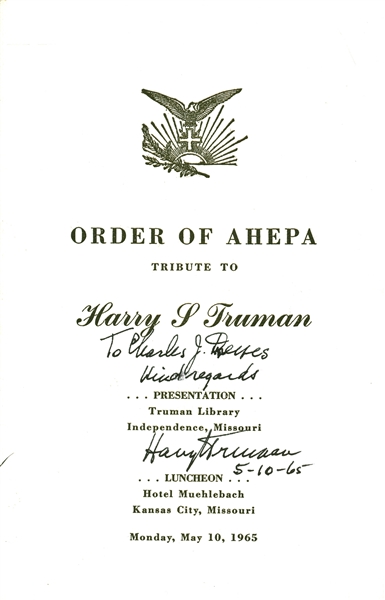 President Harry Truman Signed 5.5" x 9" Tribute Program (PSA/DNA)