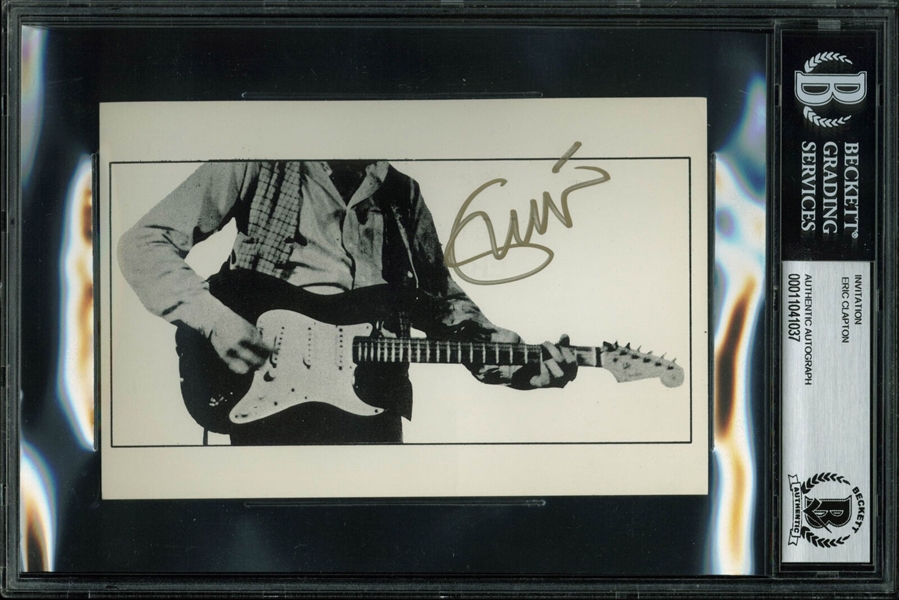 Eric Clapton Signed 1978 4" x 6" Publicity Concert Invitation (Beckett/BAS Encapsulated)