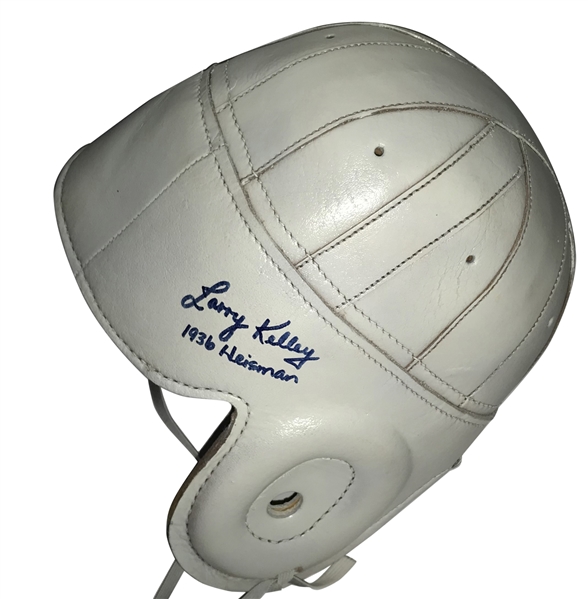 Larry Kelley Signed Leather Vintage Football Helmet (Beckett/BAS Guaranteed)