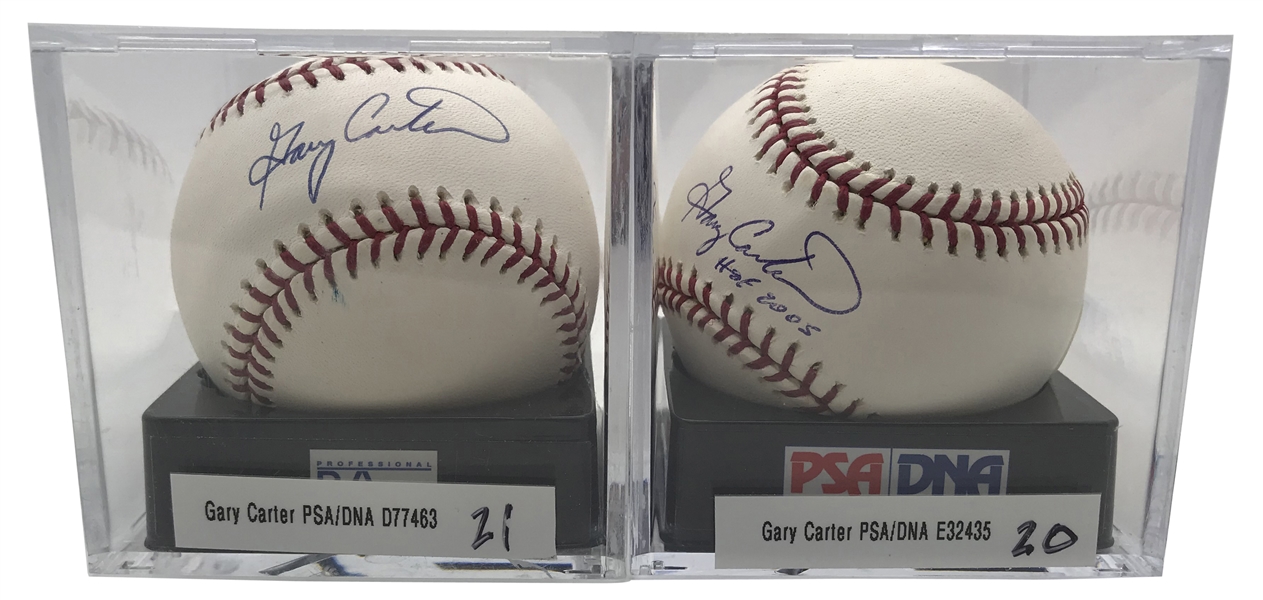 Gary Carter Lot of Two (2) Signed OML Baseballs PSA/DNA GEM MINT 10!