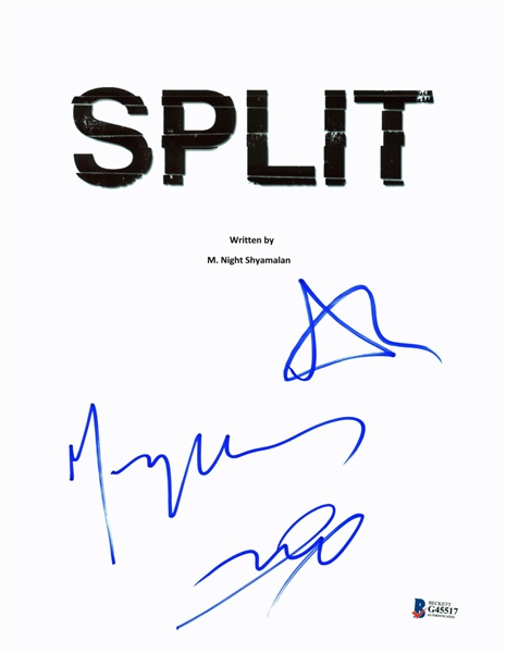 "Split" Cast Signed Movie Script Cover w/ Shyamalan, McAvoy & Taylor Joy (Beckett/BAS)