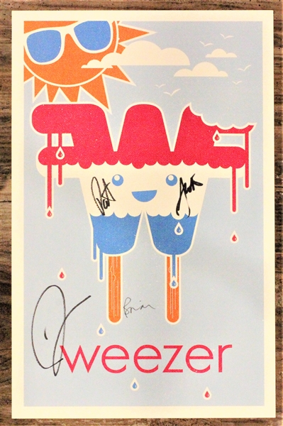 Weezer Band Signed 11" x 17" 2016 Tour Poster (Beckett/BAS Guaranteed)