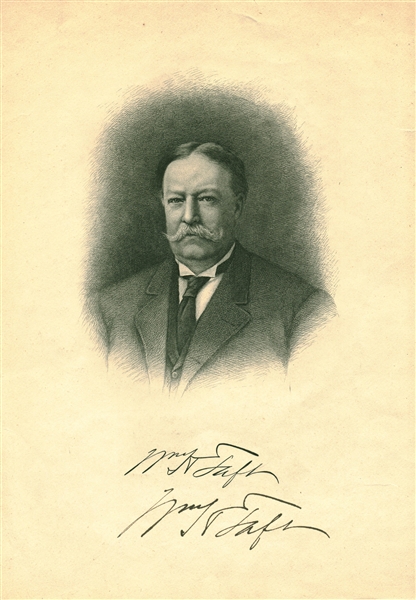President William Taft Signed 8.5" x 12" Engraving Photograph (Beckett/BAS)