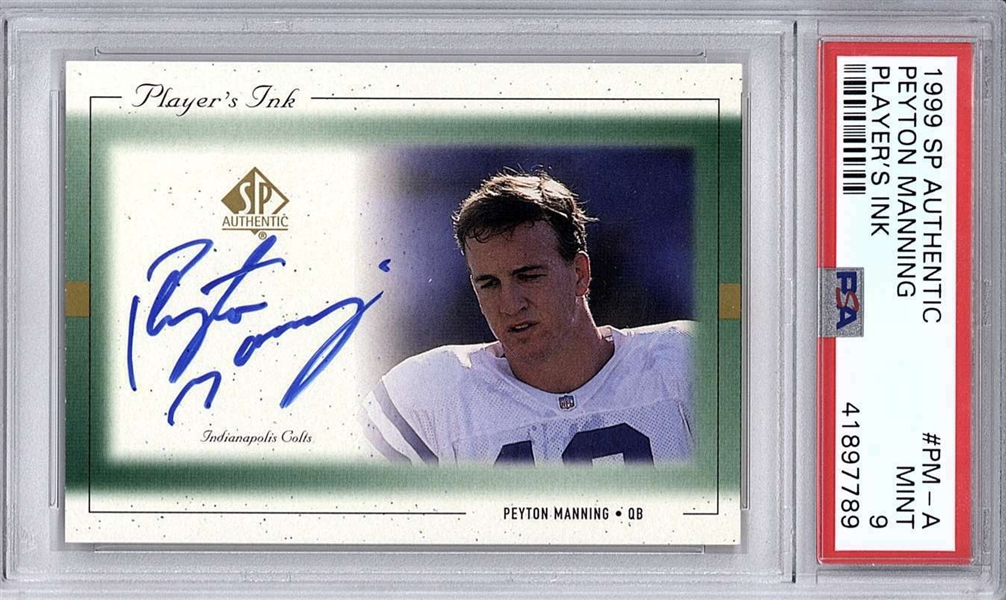 Peyton Manning Signed 1999 SP Authentic Players Ink #PM-A Card - PSA Graded MINT 9!