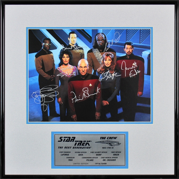 Star Trek: The Next Generation Cast Signed Ltd. Ed. 11" x 14" Framed Photograph w/ 7 Signatures! (Beckett/BAS)