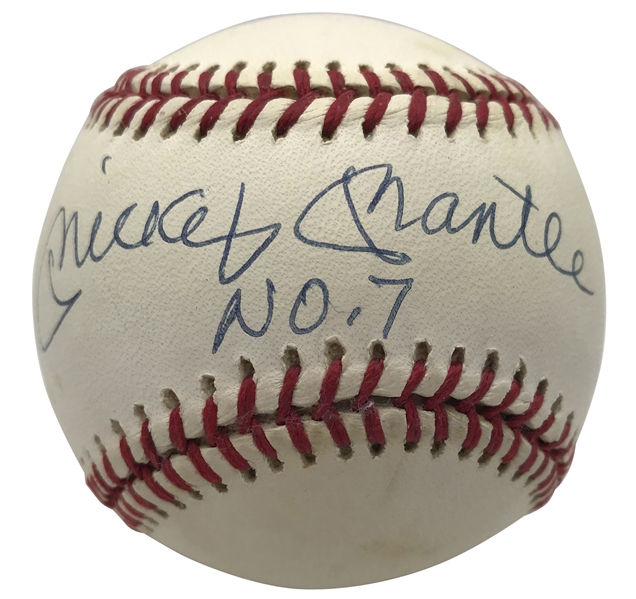 Mickey Mantle Near-Mint Signed OAL Baseball w/ "No. 7" Inscription (Beckett/BAS Guaranteed)