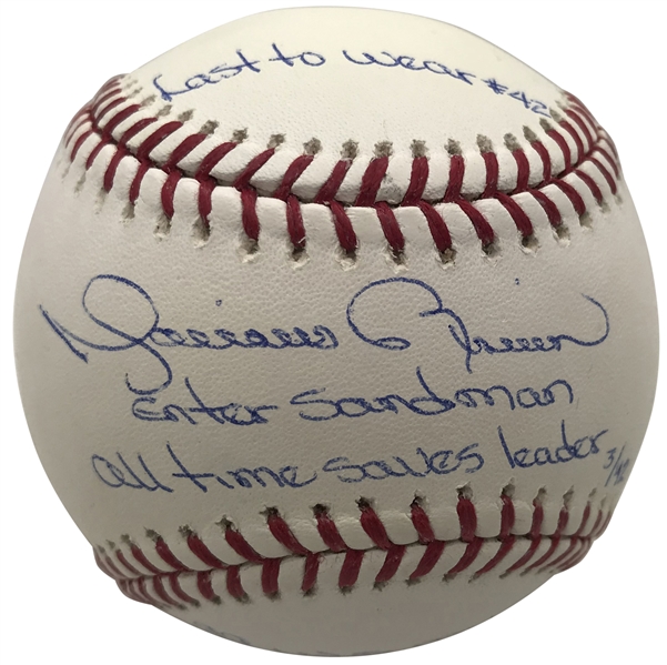 Mariano Rivera Signed & Inscribed Limited Edition Stat OML Baseball (Steiner Sports)