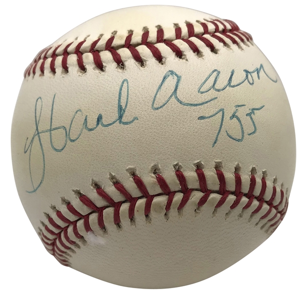 Hank Aaron Signed & Inscribed "755" ONL Baseball (Steiner Sports)