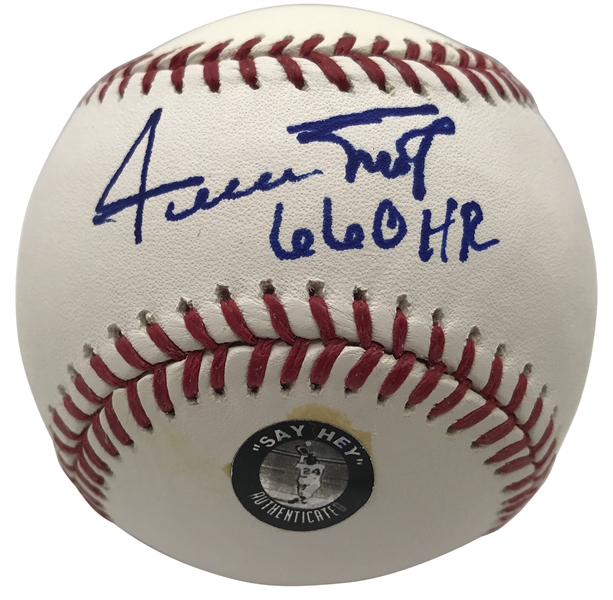 Willie Mays Signed & Inscribed "660 HR" OML Baseball (Say Hey)